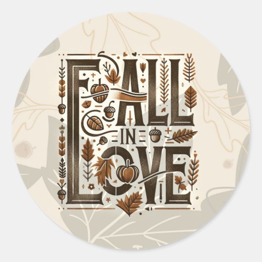 Sticker Rond TOMBER DANS L'AMOUR Rétro Automne Automne Fiançail (Devant)