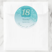 Sticker Rond Tomber Parties scintillant bleue Turquoise, 18ème  (Sac)