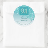 Sticker Rond Tomber Parties scintillant bleue Turquoise, 21e an (Sac)