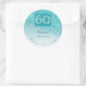 Sticker Rond Tomber Parties scintillant bleue Turquoise, 60e an (Sac)