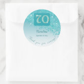 Sticker Rond Tomber Parties scintillant bleue Turquoise, 70e an (Sac)