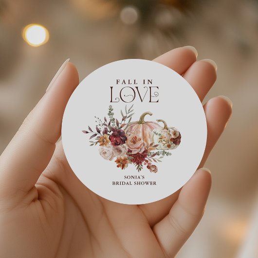 Sticker Rond 'Tombez amoureux' Automne Fleurs Mariage de Pompes