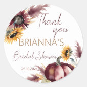 Sticker Rond Tombez amoureux boho citrouille tournesol enterrem (Devant)