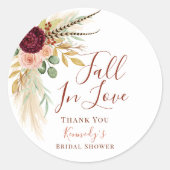 Sticker Rond Tombez amoureux Boho Herbe de Pampas Floral d'Auto (Devant)