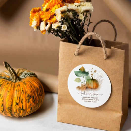 Sticker Rond Tombez amoureux Citrouille Élégante Rustique