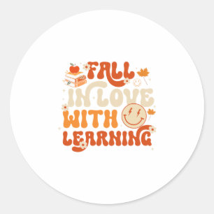 Sticker Rond Tombez amoureux de l'apprentissage Autum Thanksgiv