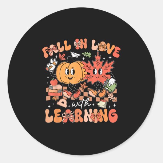 Sticker Rond Tombez amoureux de l'automne d'apprentissage de ci (Devant)