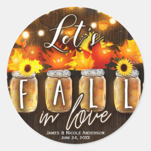 Sticker Rond Tombons amoureux Automne Feuilles et lumières Mari