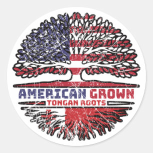 Sticker Rond Tonga Tongan États-Unis Amérique États-Unis Arbre 