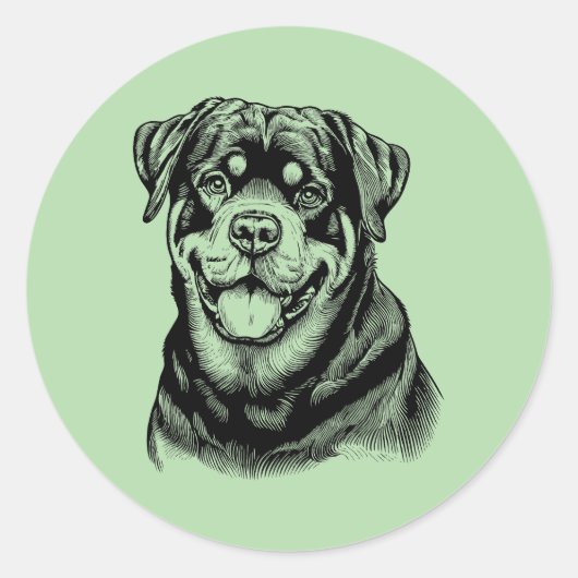 Sticker Rond "Tongue Out, Tough Love" Rottweiler (Devant)