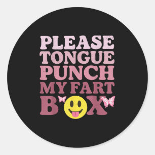 Sticker Rond Tongue Punch Mon Panier Boîte Funny Kawaii Citatio