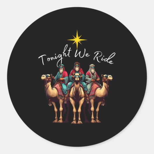 Sticker Rond Tonight We Ride Christmas, 3 Wise Men, Christian C (Devant)
