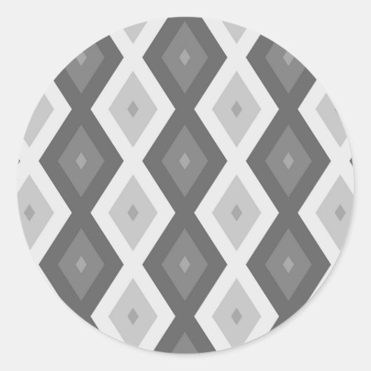 Sticker Rond Tons de motif de diamant gris (Devant)