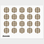 Sticker Rond Tons de motif diamant brun (Feuille)