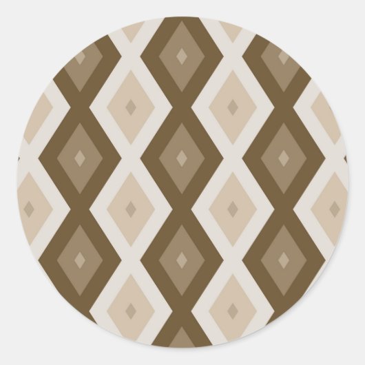 Sticker Rond Tons de motif diamant brun (Devant)