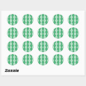 Sticker Rond Tons de motif diamant vert (Feuille)