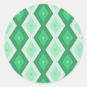 Sticker Rond Tons de motif diamant vert
