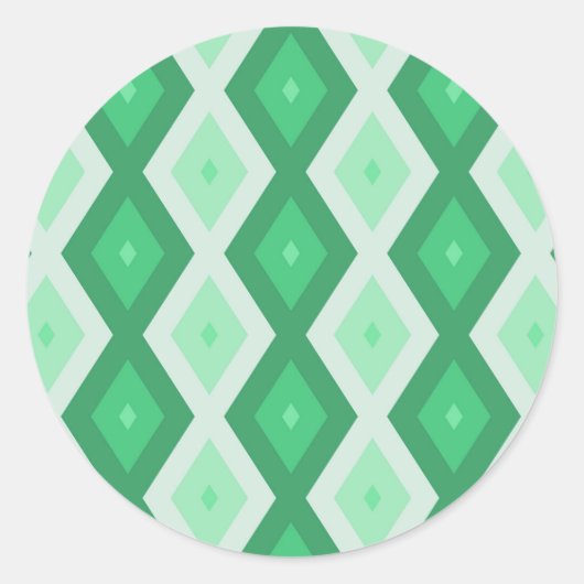 Sticker Rond Tons de motif diamant vert (Devant)