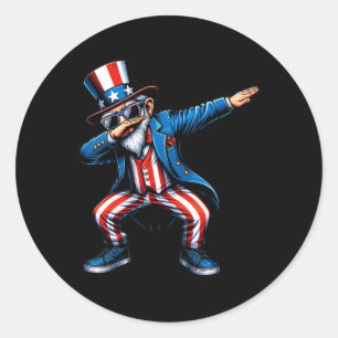 Sticker Rond Tonton Sam qui fait le dab Funny 4 juillet Fête pa