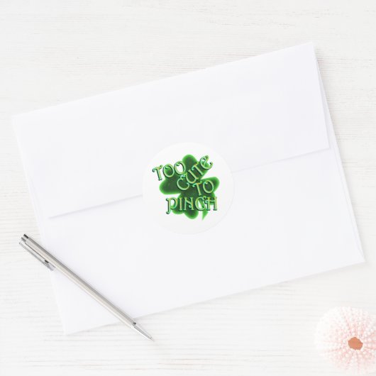 Sticker Rond Too Cute To Pinch St. Patrick's Day (Enveloppe)