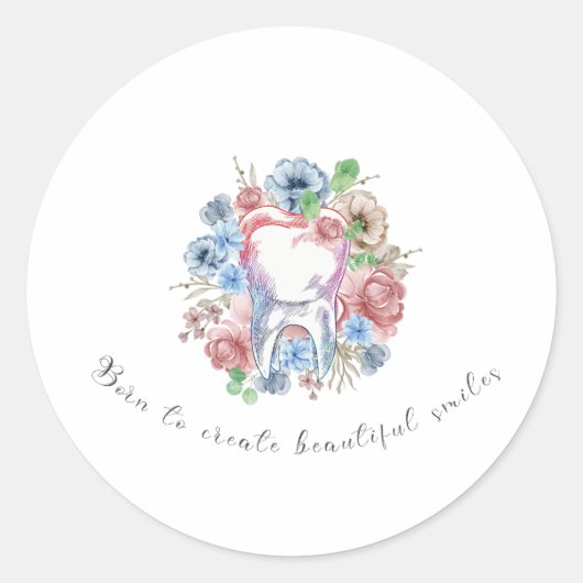 Sticker Rond Tooth - Né pour créer un beau sourire (Devant)