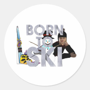 Sticker Rond TOP Born to Ski
