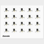 Sticker Rond Top Hat Canne (Feuille)