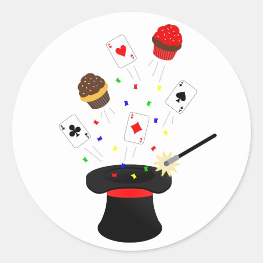 Sticker Rond Top Hat Magie Show Anniversaire (Devant)