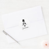 Sticker Rond Top Hat Tux Mustache Mariage Bachelor Party (Enveloppe)
