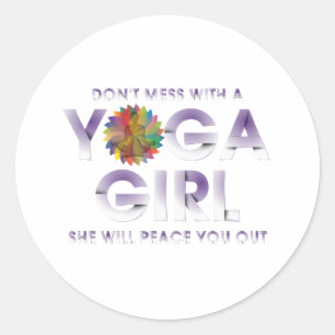 Sticker Rond TOP Ne pas faire de mal avec une fille de Yoga
