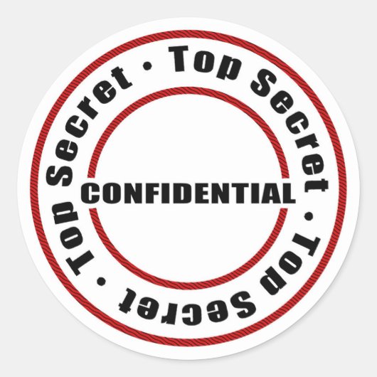 Sticker Rond Top Secret Confidentiel Rouge Blanc Noir (Devant)