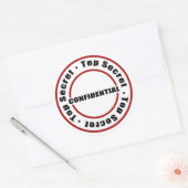 Sticker Rond Top Secret Confidentiel Rouge Blanc Noir (Enveloppe)