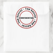 Sticker Rond Top Secret Confidentiel Rouge Blanc Noir (Sac)