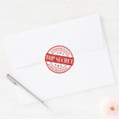 Sticker Rond Top Secret Confidentiel Timbre Blanc Étoiles Rouge (Enveloppe)