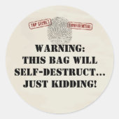 Sticker Rond Top Secret Spy Mission Kids Party (Devant)