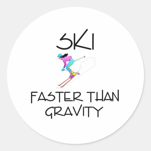 Sticker Rond TOP Ski plus rapide (Devant)