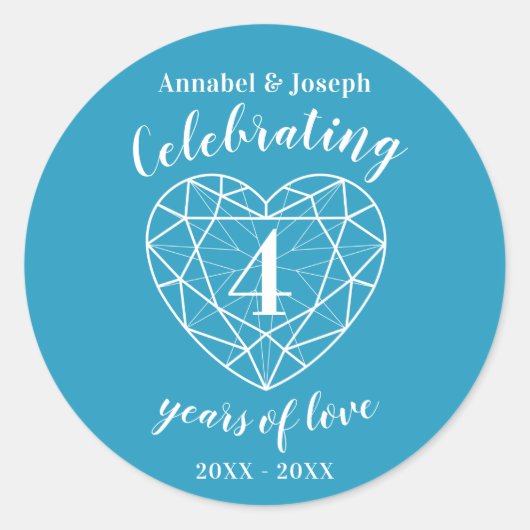 Sticker Rond Topaz bleu anniversaire 4 ans d'autocollants d'amo (Devant)