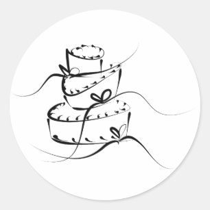Sticker Rond Topsy Turvy Mariage Cake