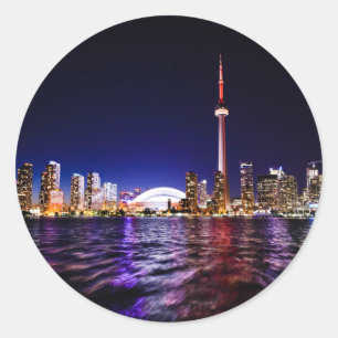 Sticker Rond Toronto, Canada Night Skyline