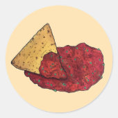 Sticker Rond Tortilla Chips et tremper Tomate Salsa Mexicain (Devant)