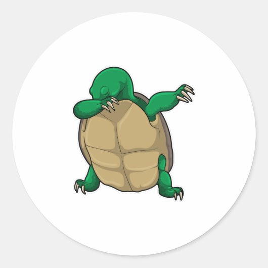 Sticker Rond Tortue à Hip hop Dance Dab (Devant)