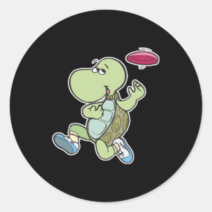 Sticker Rond tortue à la frisbee