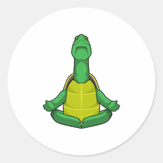Sticker Rond Tortue à la méditation de Yoga (Devant)