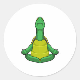 Sticker Rond Tortue à la méditation de Yoga