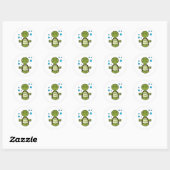 Sticker Rond Tortue à la méditation en position assise (Feuille)
