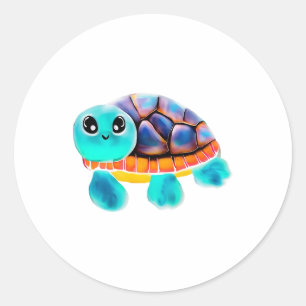 Sticker Rond Tortue à peinture caustique Copier