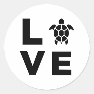 Sticker Rond Tortue Amour Cadeau Aimer Tortues de mer Coeur