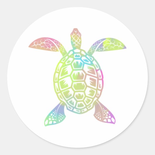 Sticker Rond Tortue arc-en-ciel couleur pastel (Devant)