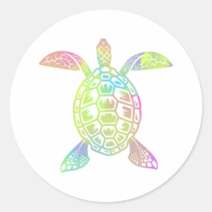 Sticker Rond Tortue arc-en-ciel couleur pastel