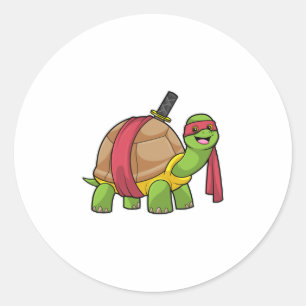 Sticker Rond Tortue aux arts martiaux avec épée